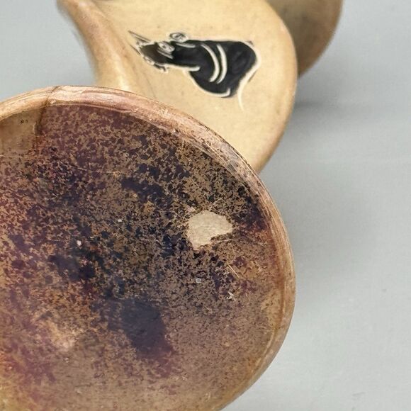 Vtg Carved Handpainted Soapstone Twisted Candlestick Holders Elephant Rhinoceros - Picture 8 of 8